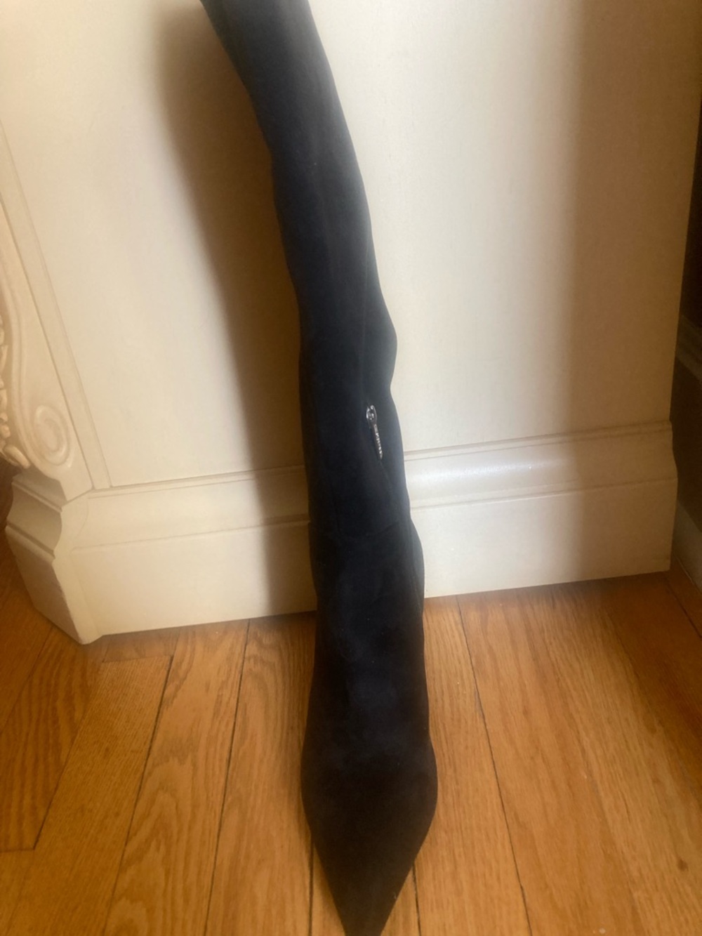 Guess Black Suede Over-the-Knee Pointed-Toe Heeled Boot